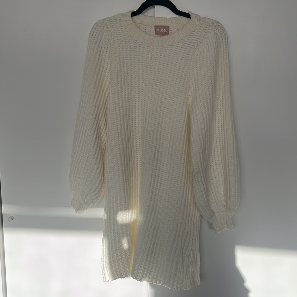 Show Me Your MuMu Cream Long Sleeve Knit Dress - Picture 2 of 4